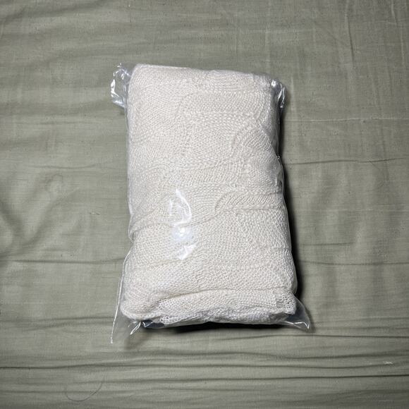 Garnet Hill Alpaca Blend Scarf Open Knit White Tencel 15" x 88" Made in Peru - Picture 5 of 5